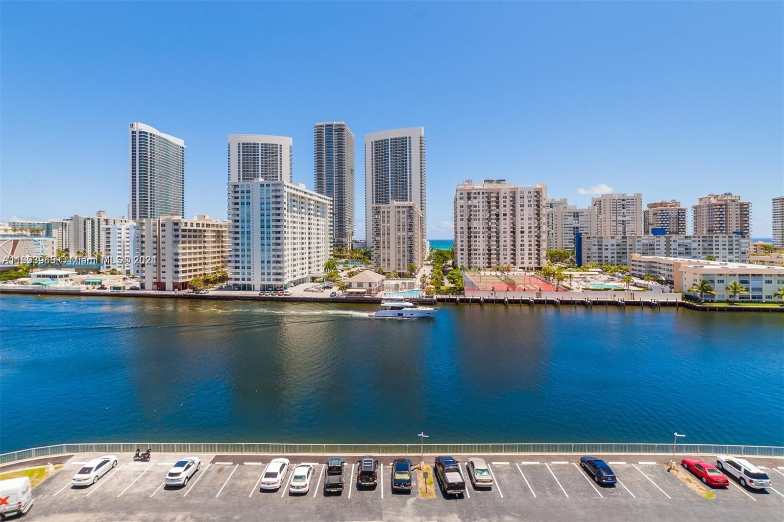 a view of a city with tall buildings