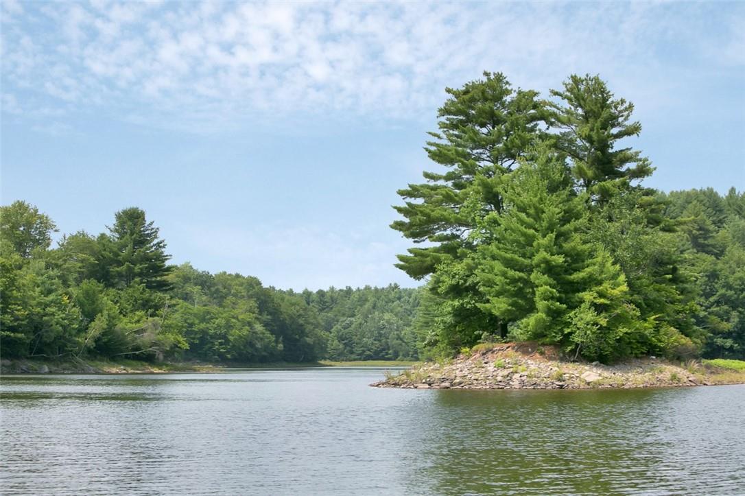 a view of a lake with trees in the background