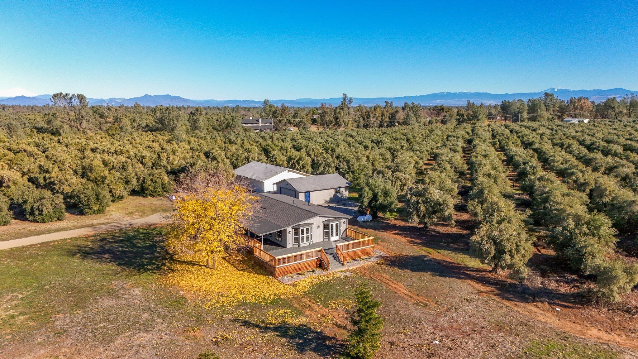 an aerial view of houses with yard