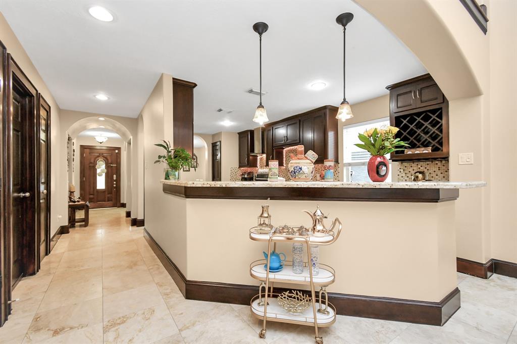 a view of a kitchen from the kitchen