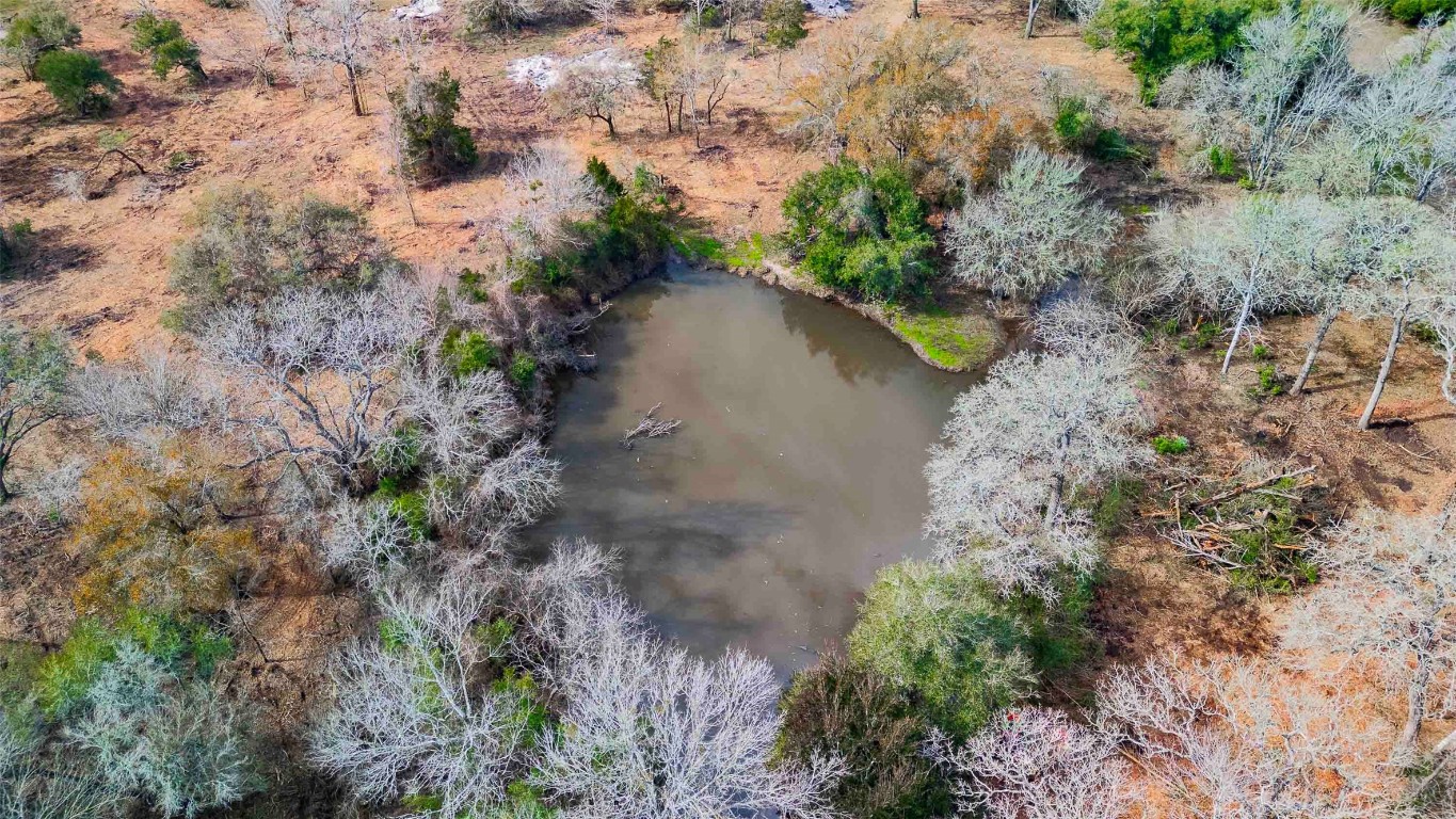 a aerial view of a house with a yard and a lake view