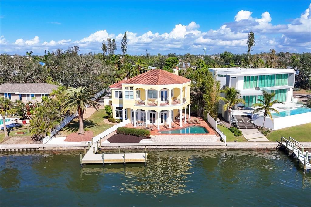 a view of a lake with a house