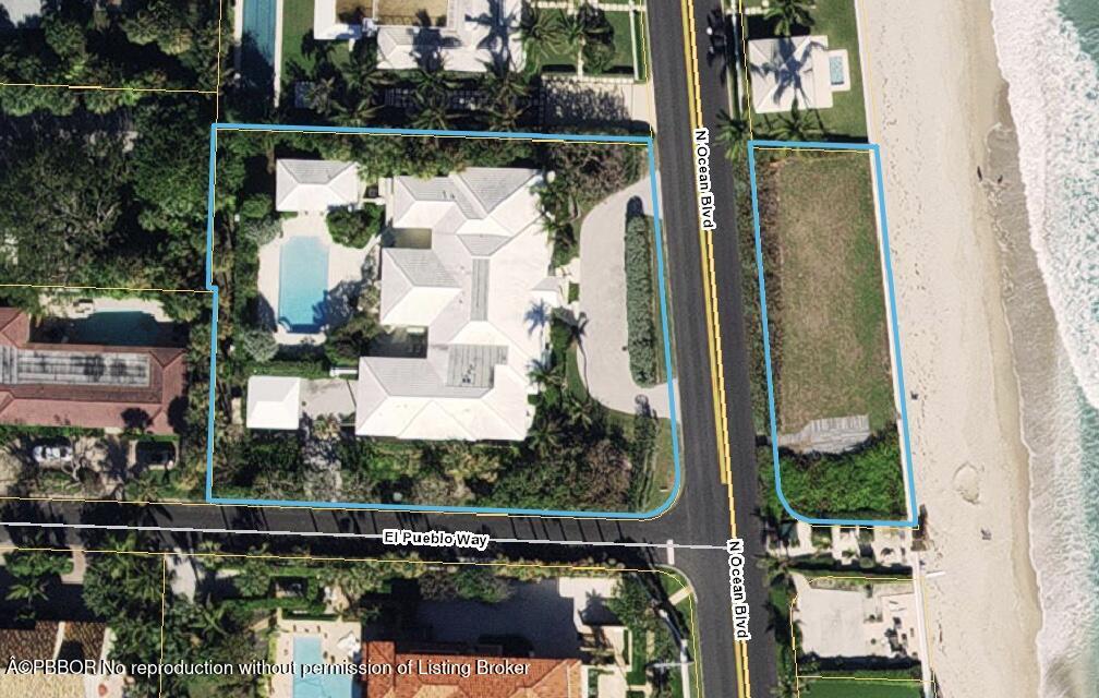 aerial view of balcony and yard