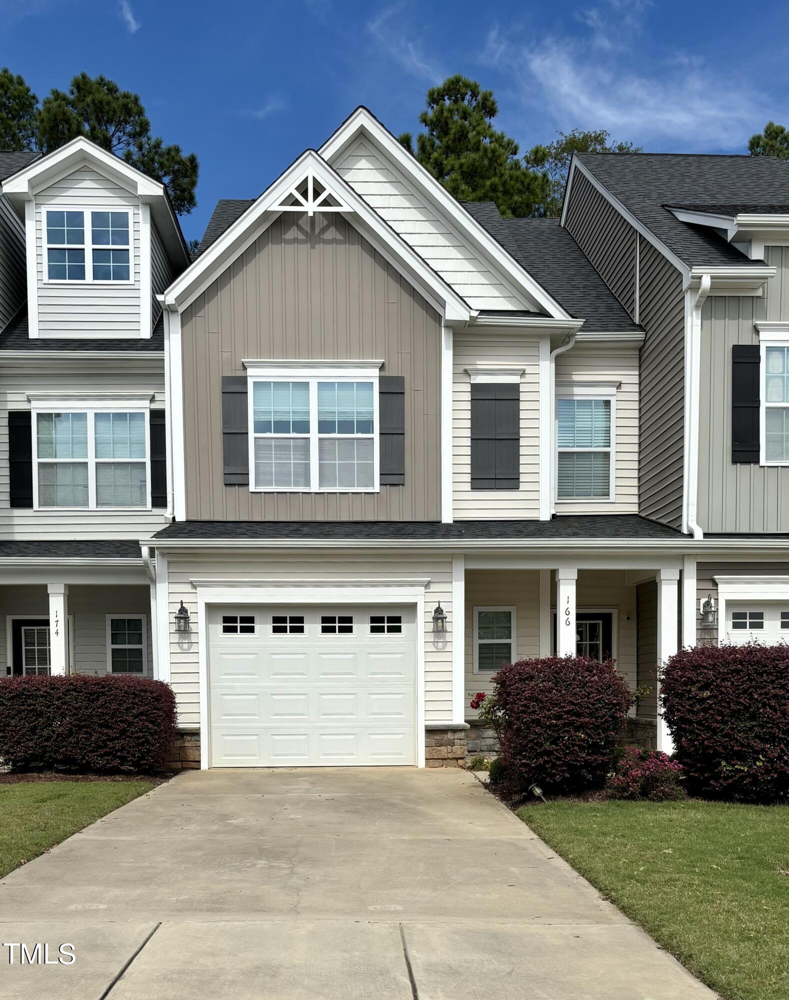 a front view of residential houses