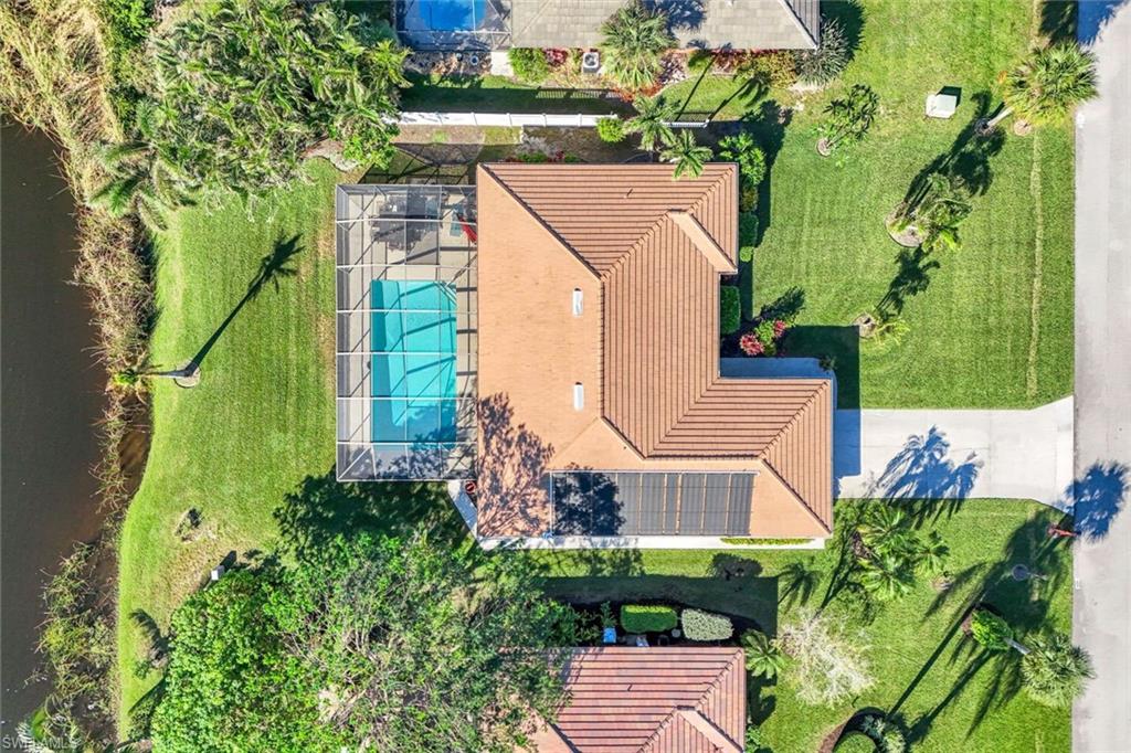 an aerial view of a house