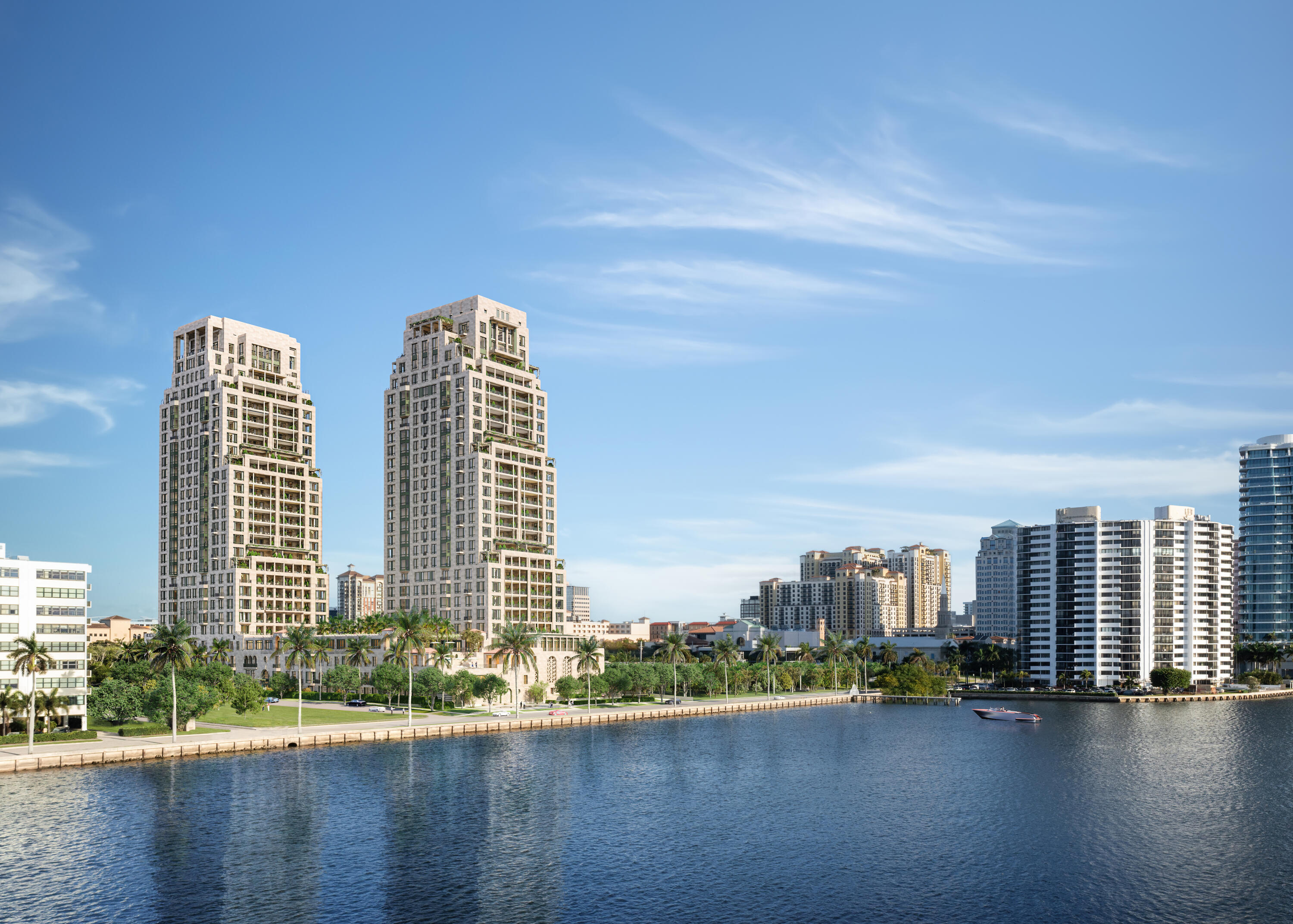 a view of a city with tall buildings