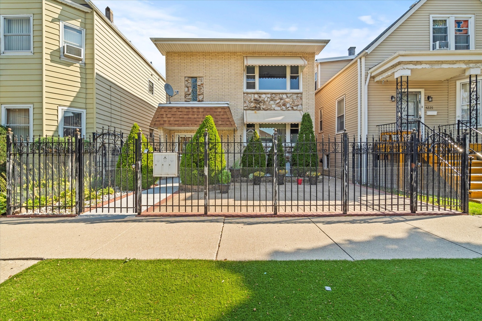 a front view of a house having yard