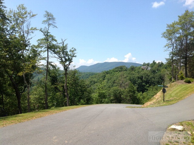 a view of a road with a yard