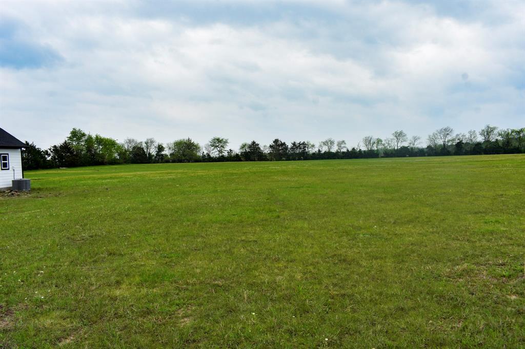 a view of a field with an ocean