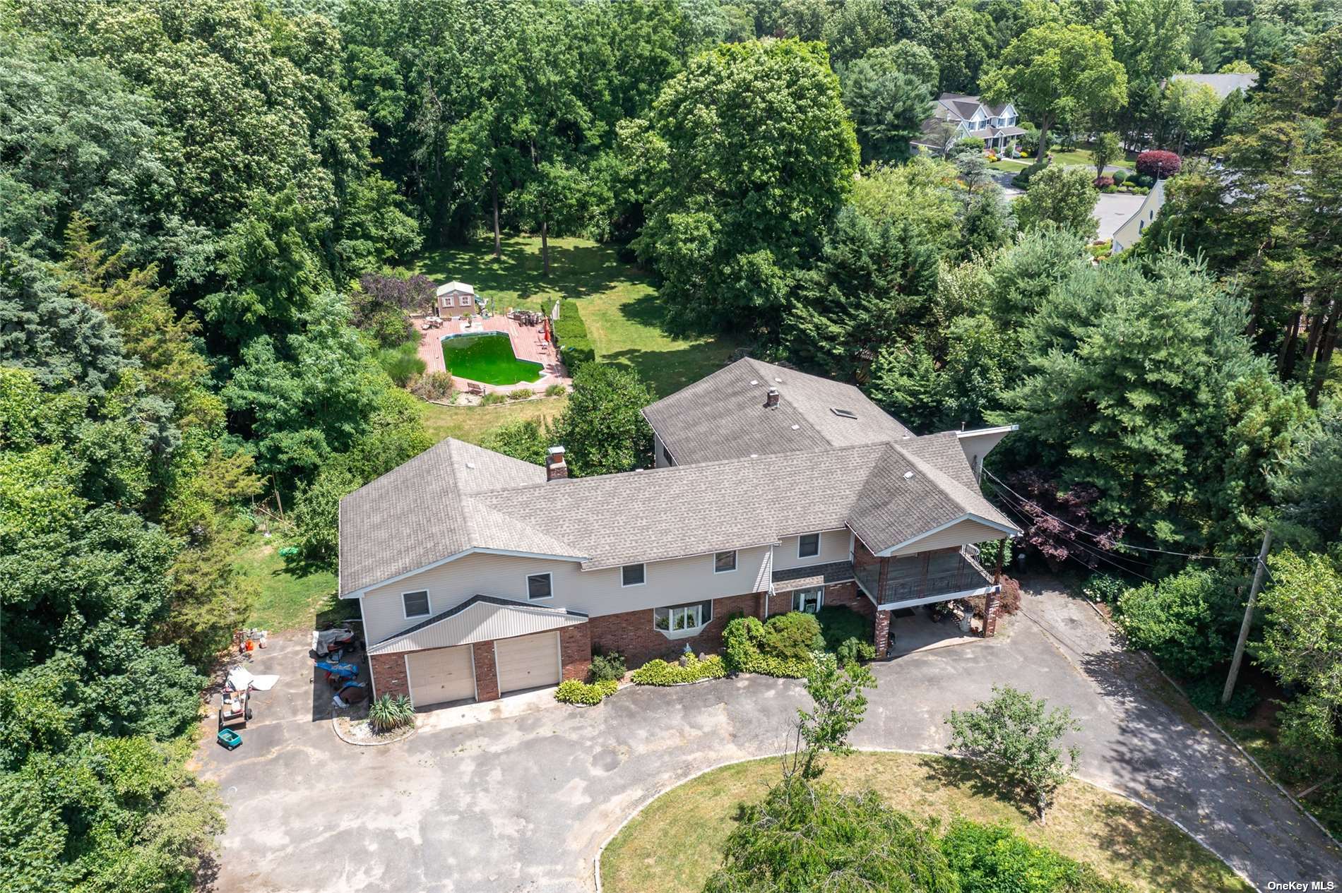 an aerial view of a house