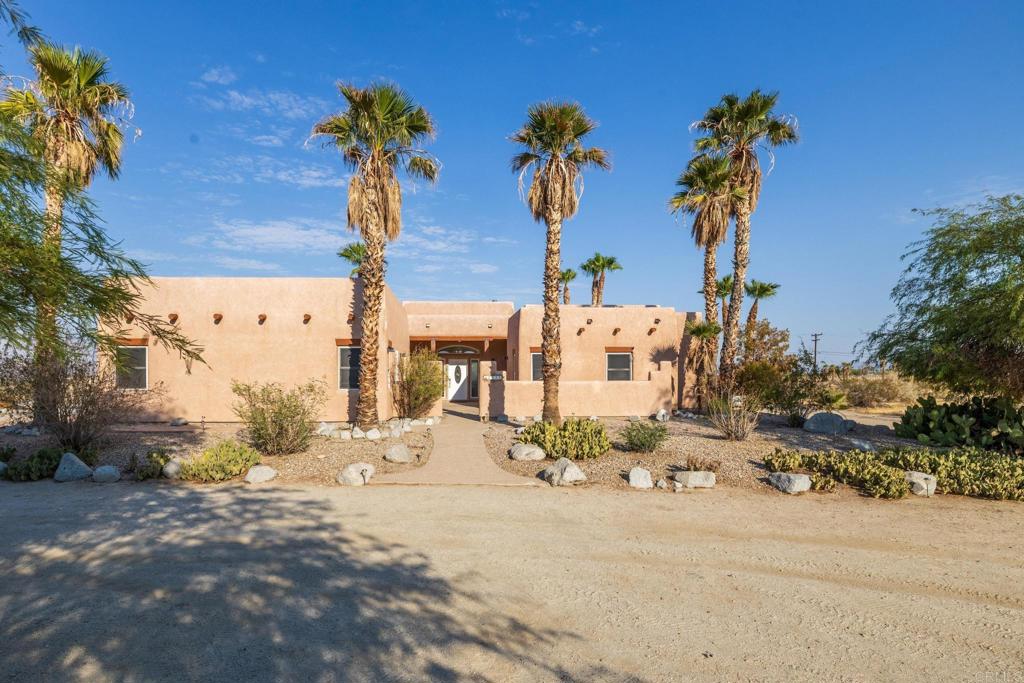 a view of outdoor space with palm trees