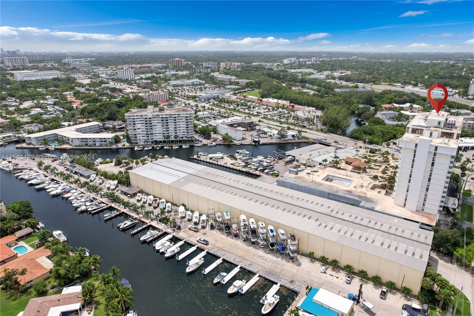 a view of a city with an ocean view