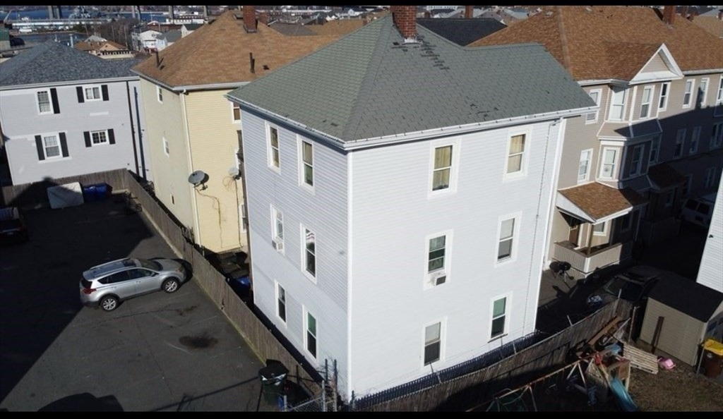 an aerial view of a residential apartment building