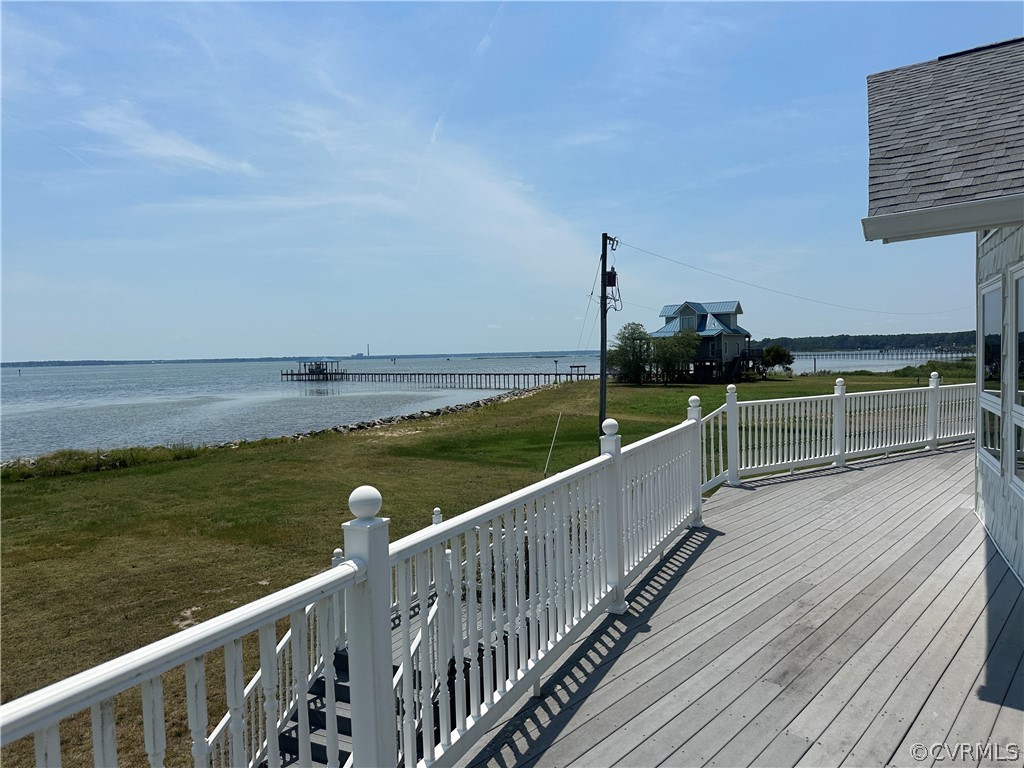 a view of a balcony with lake view