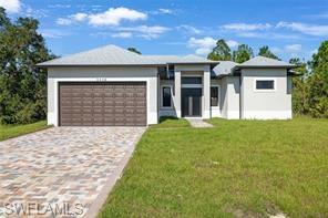 front view of a house with a yard