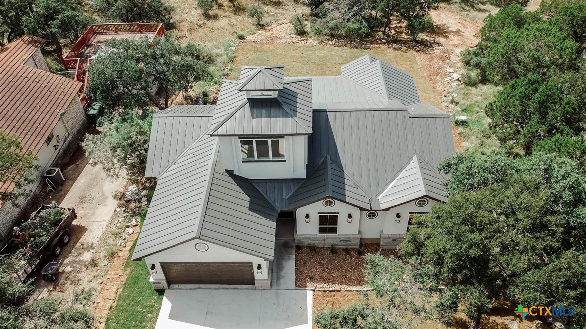 an aerial view of a house