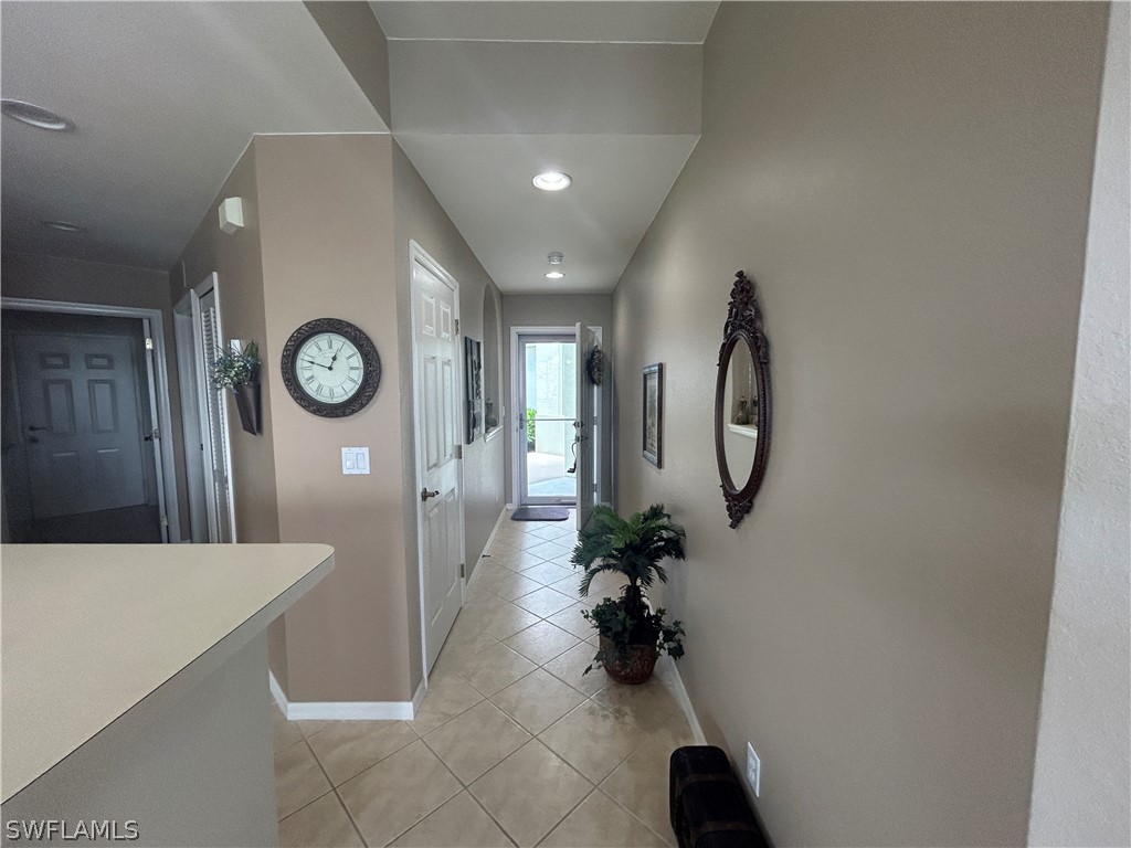 a view of a hallway with elevator