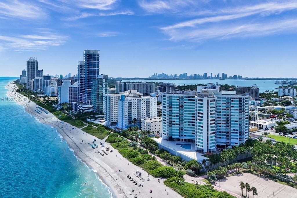 a view of a city with tall buildings