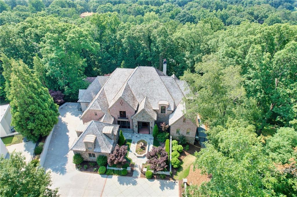 an aerial view of a house