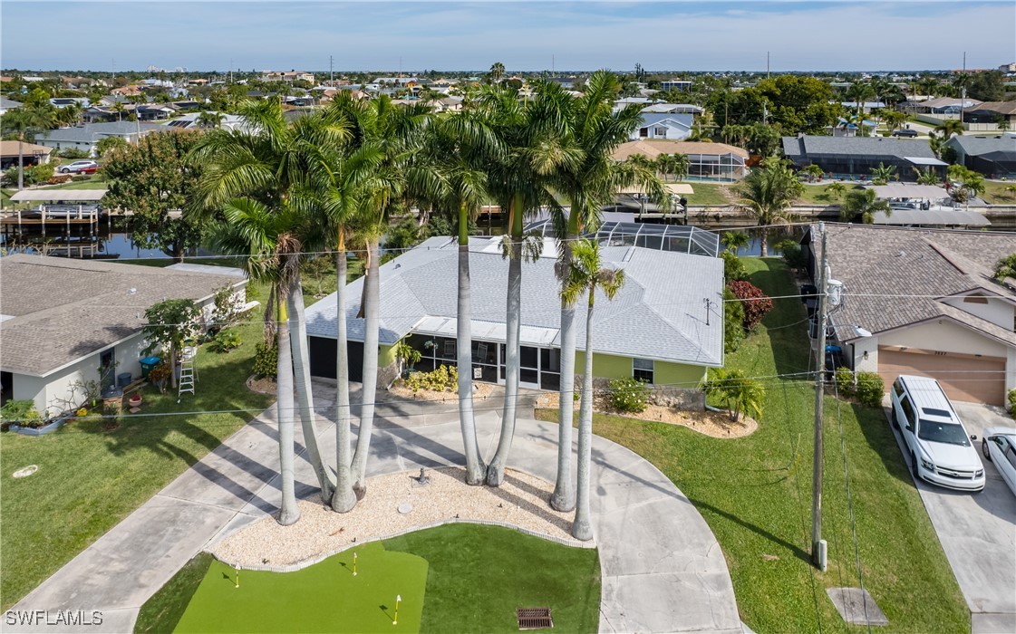 an aerial view of a house