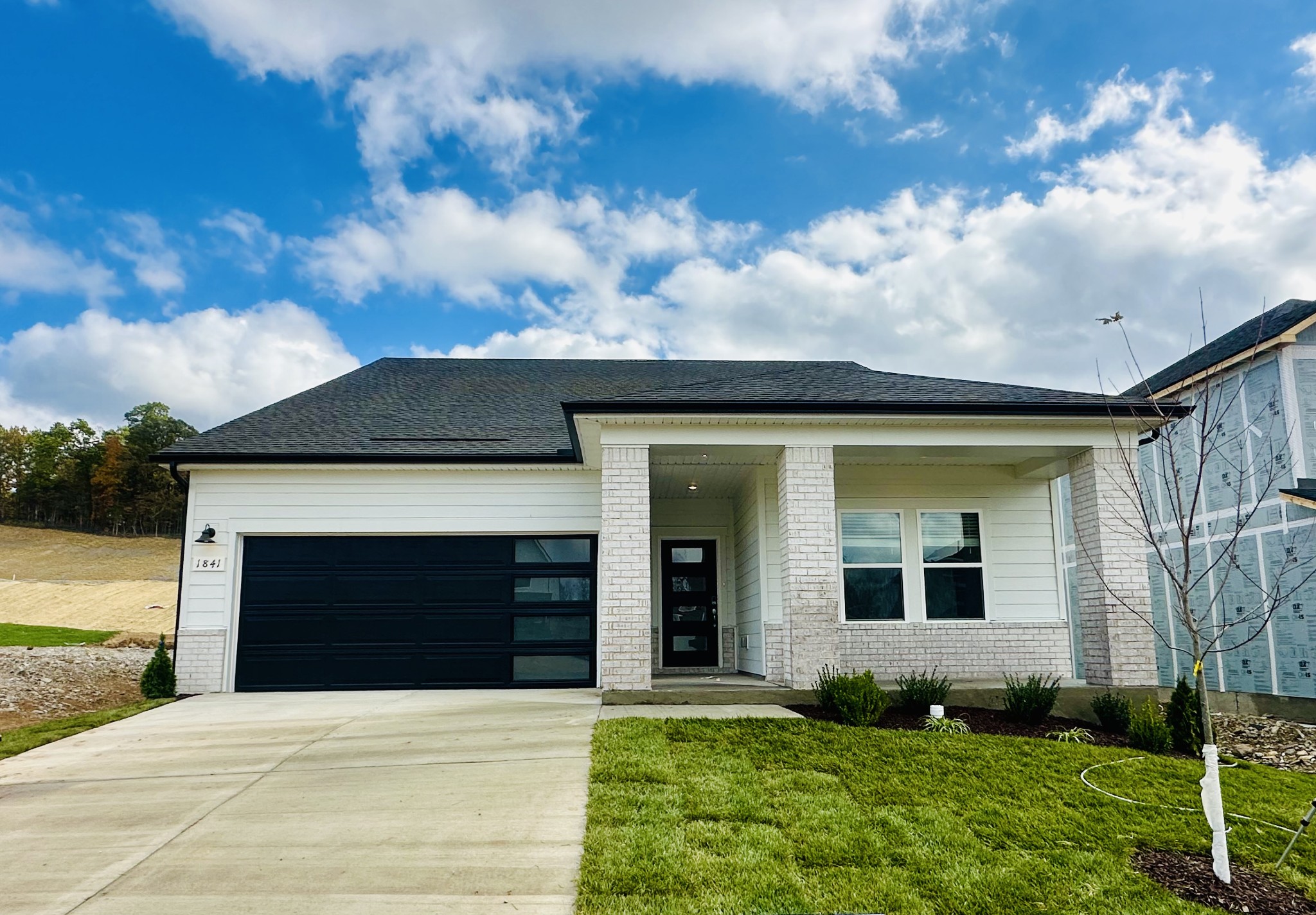 a front view of a house with a yard