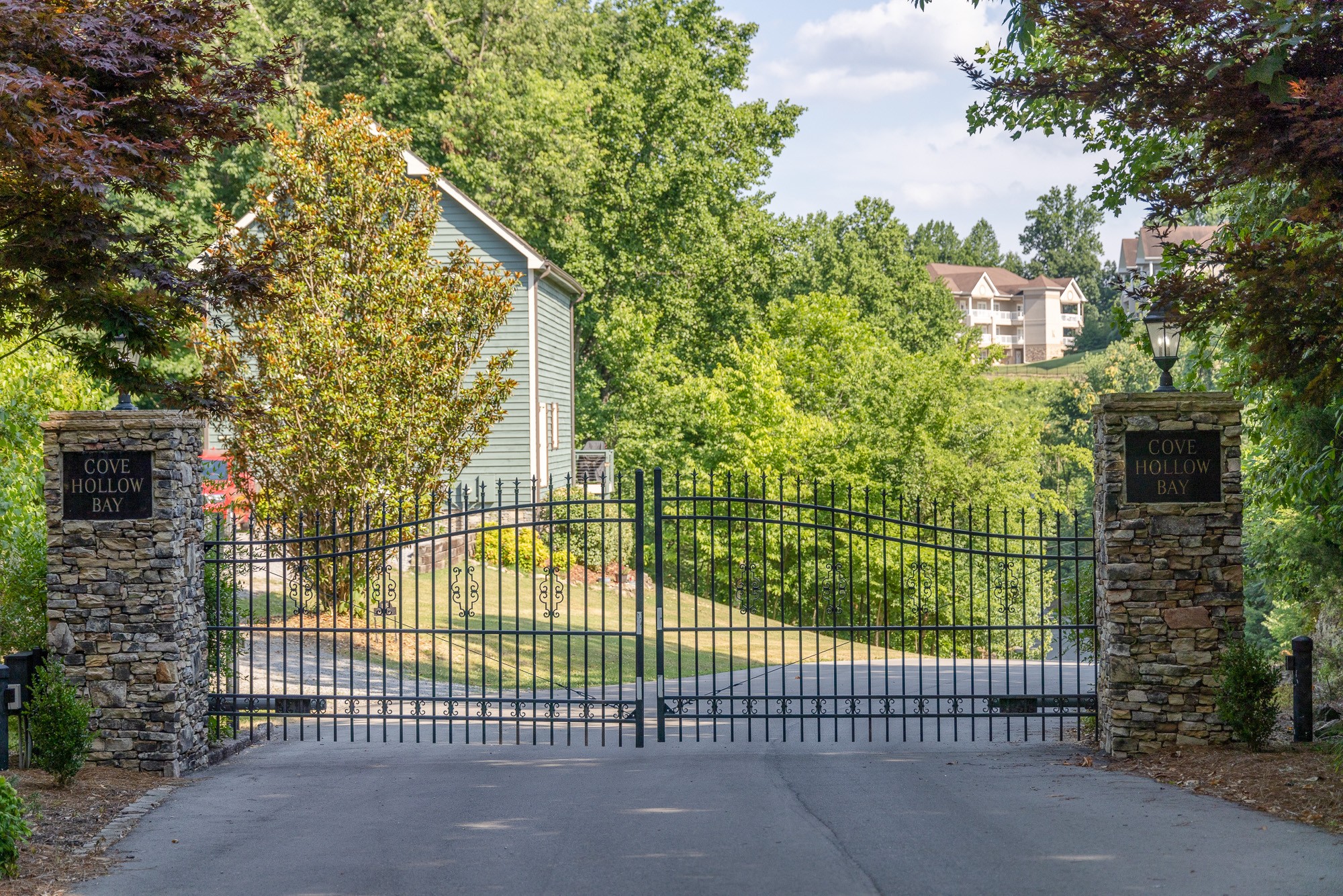 a view of a wrought iron fences in front of house