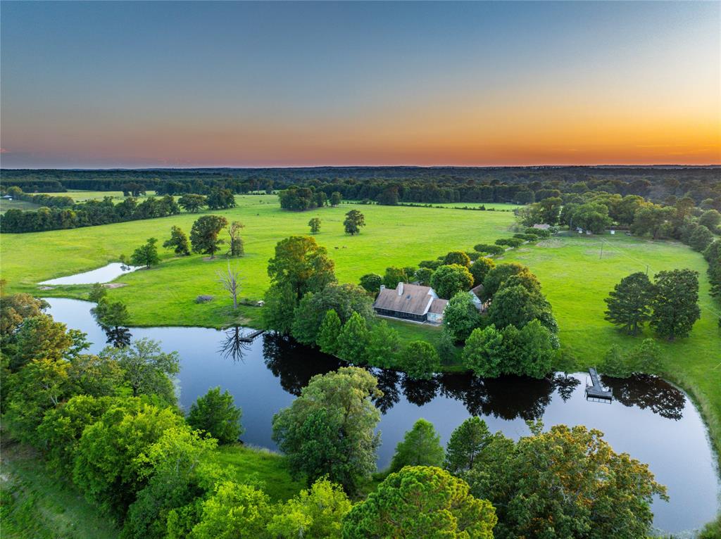 a view of a lake with a houses