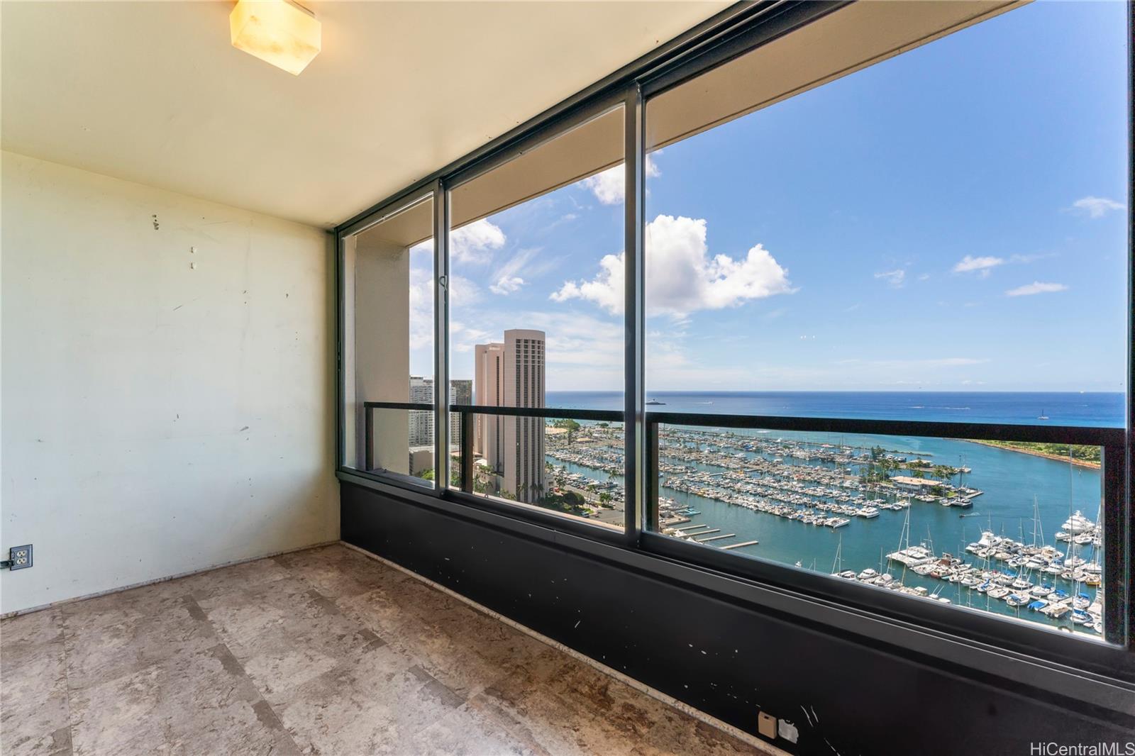 a view of a glass door with a window