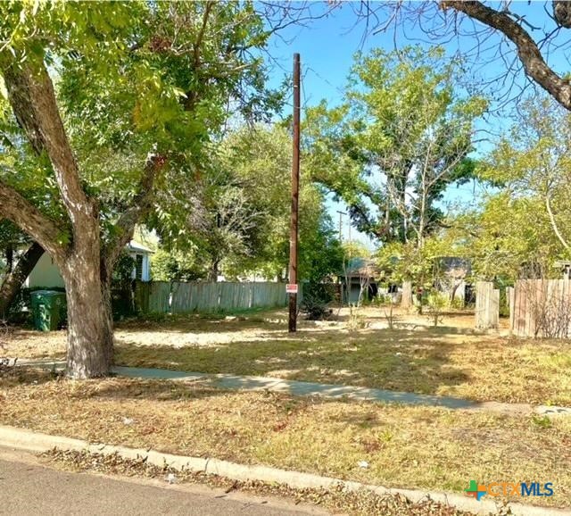 a view of a yard with a tree