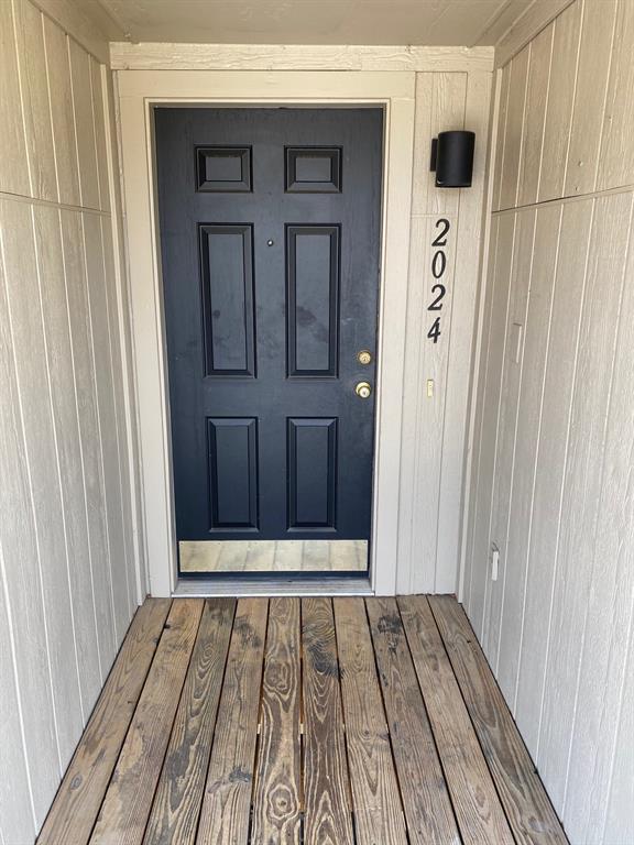 a view of wooden door