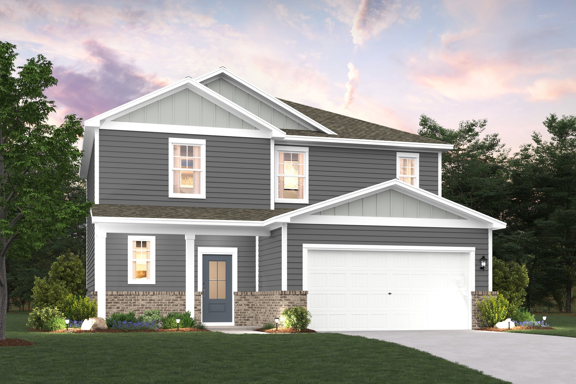 Photo is a rendering of a similar exterior.  Actual home nearing completion.