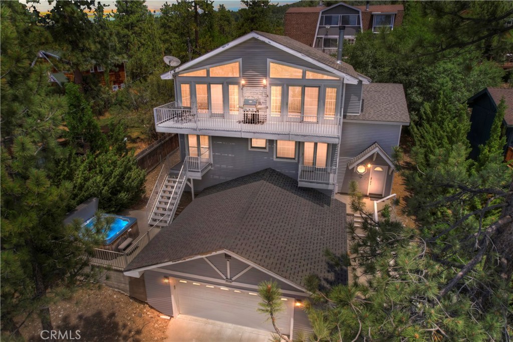 an aerial view of a house