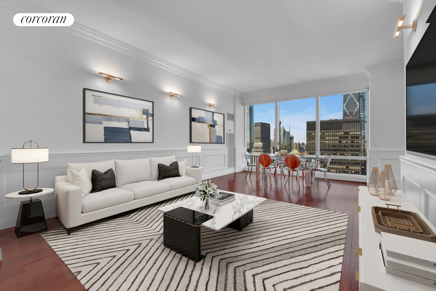 a living room with furniture and a flat screen tv