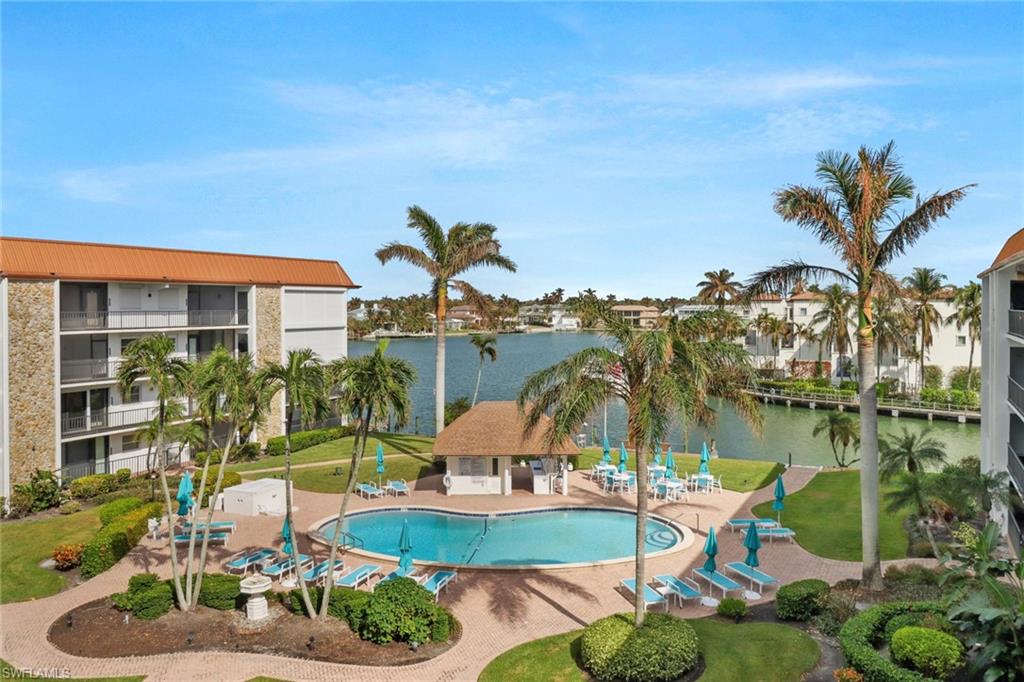 a view of a swimming pool and outdoor space