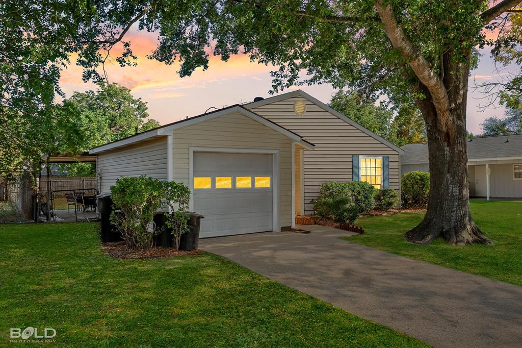 a front view of house with a garden