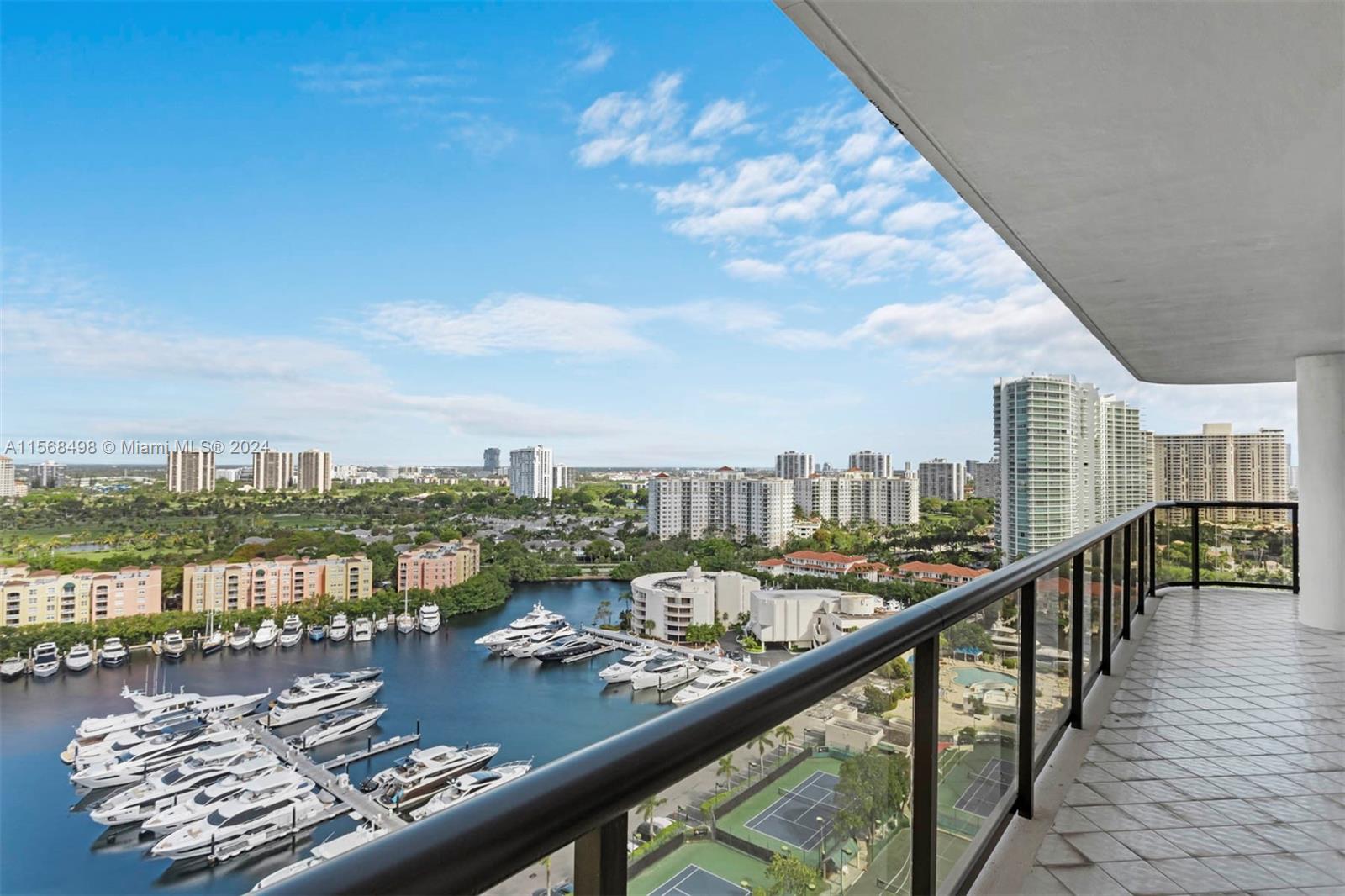 a view of a balcony with city view