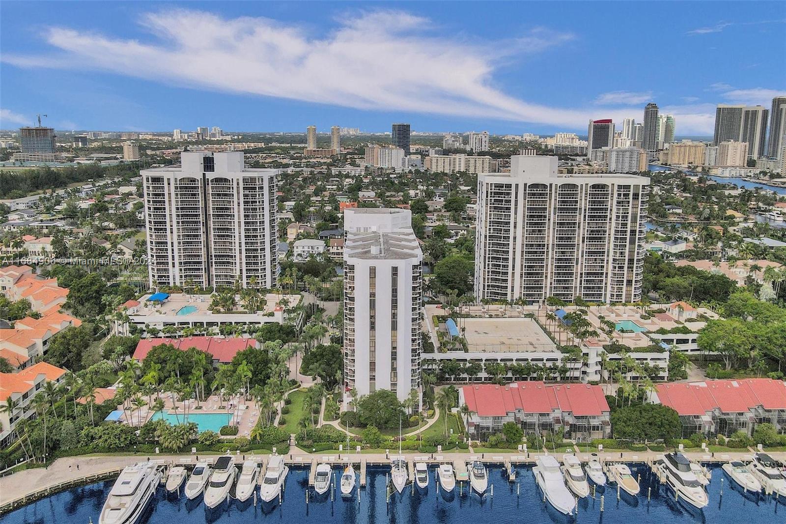 a view of city with tall buildings