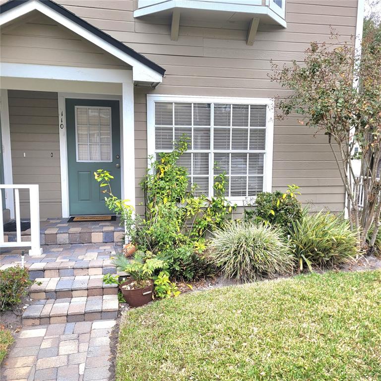 a view of a backyard with potted plants