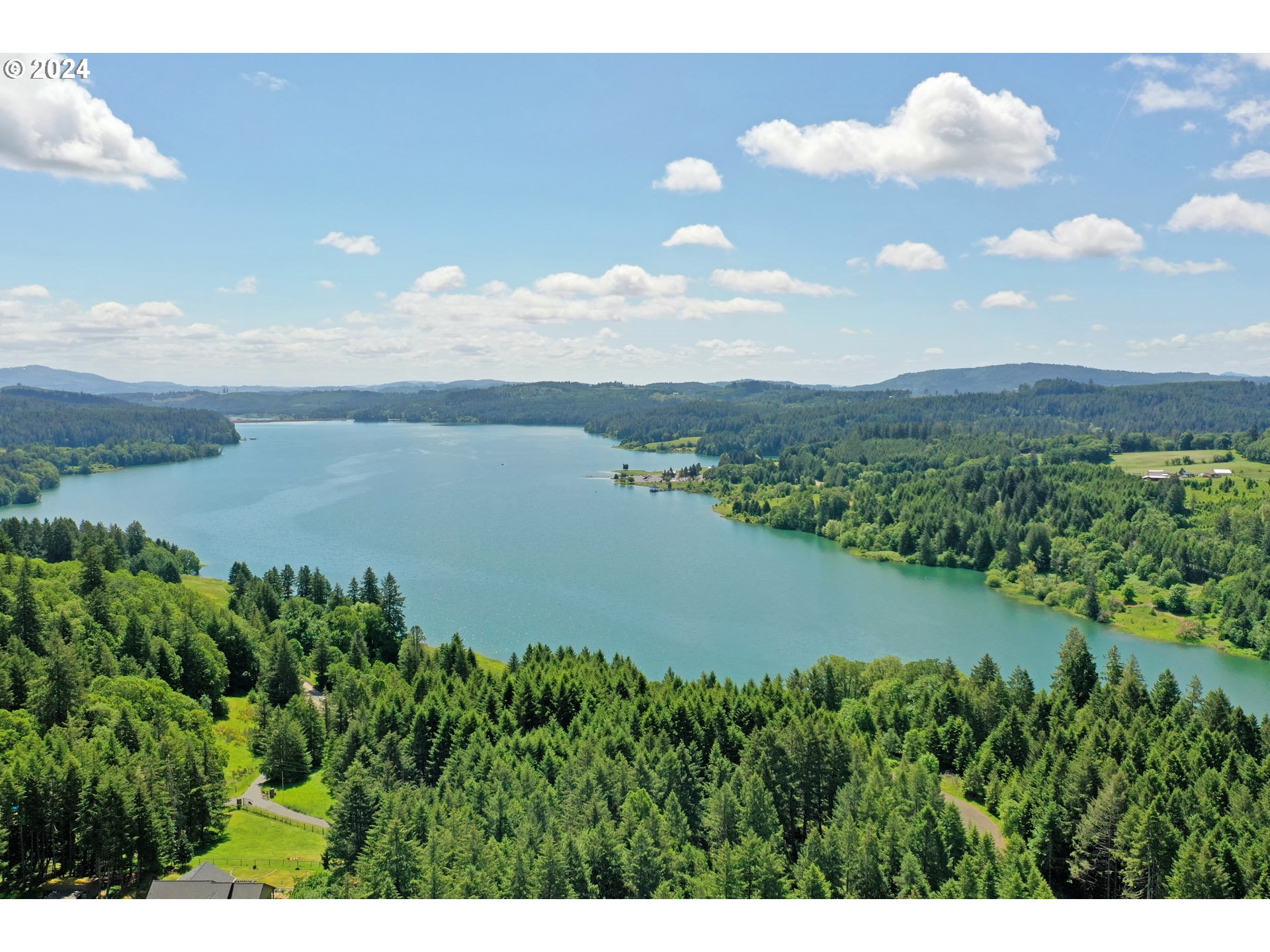 a view of a lake with a mountain