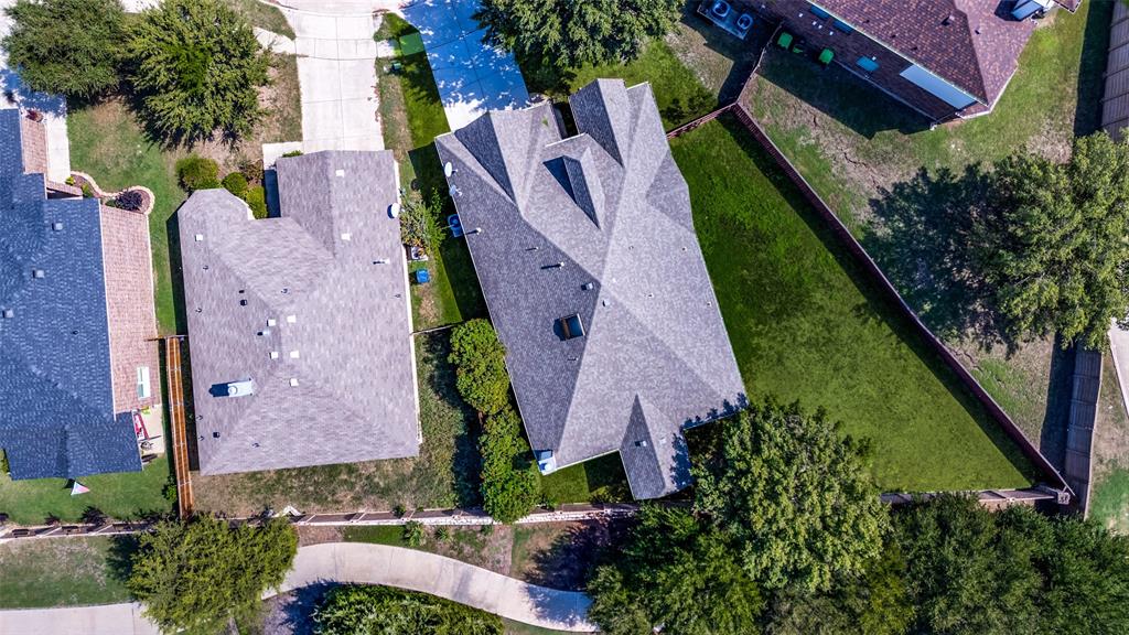 an aerial view of a house