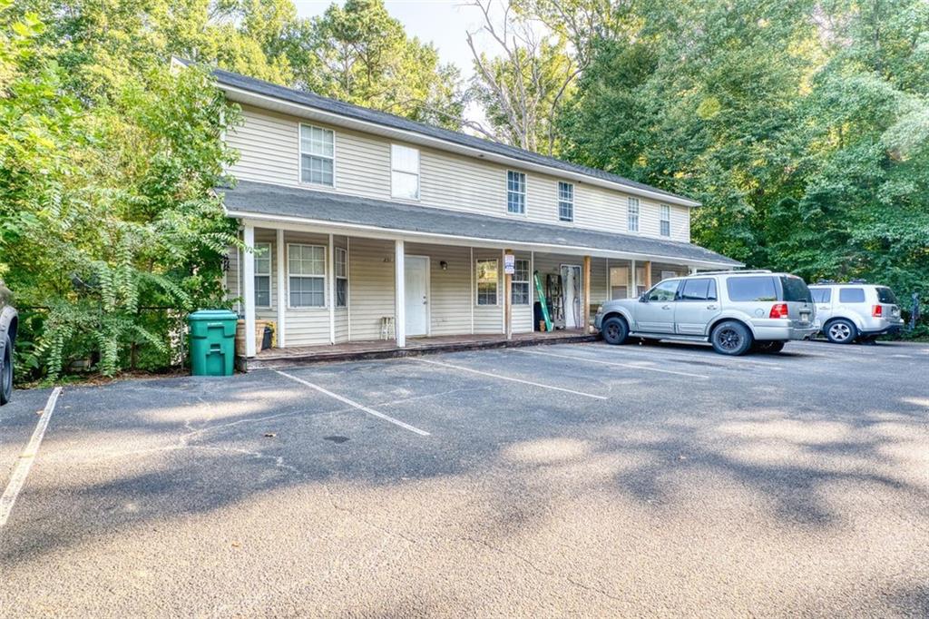 a car parked in front of a house