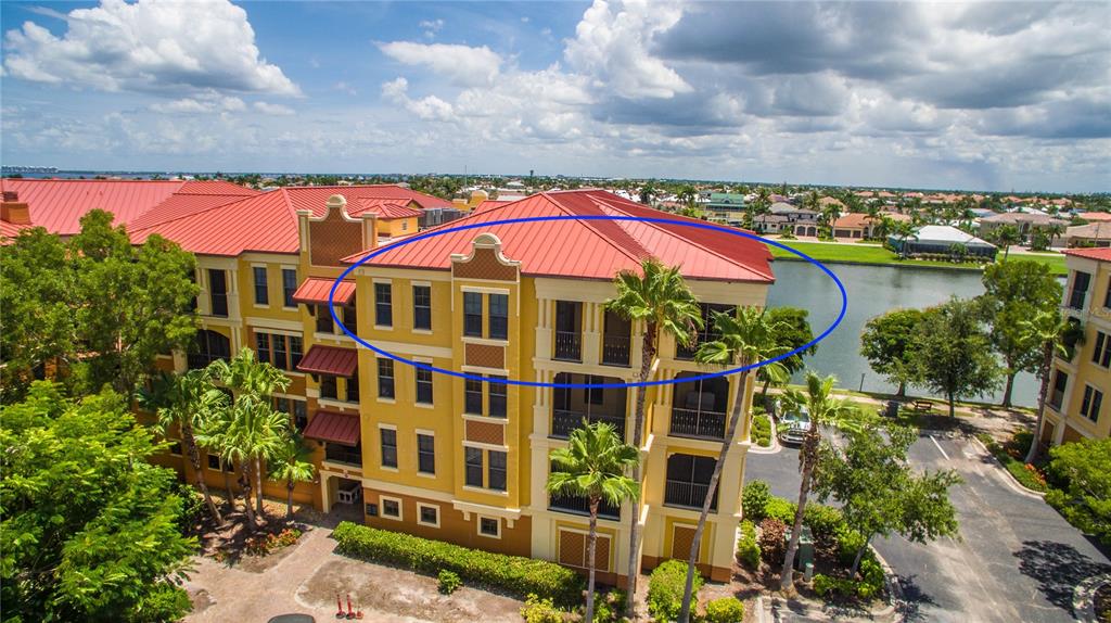 aerial view of a multi story residential apartment building