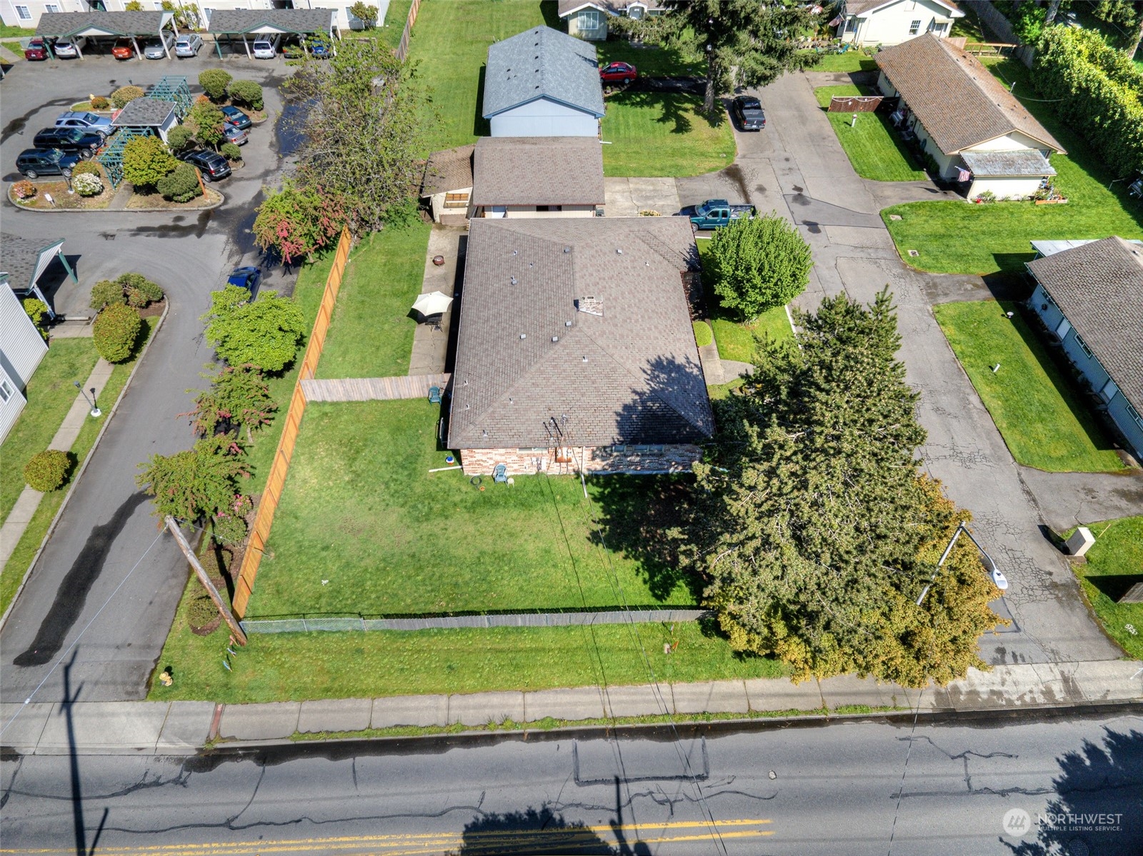 an aerial view of a house