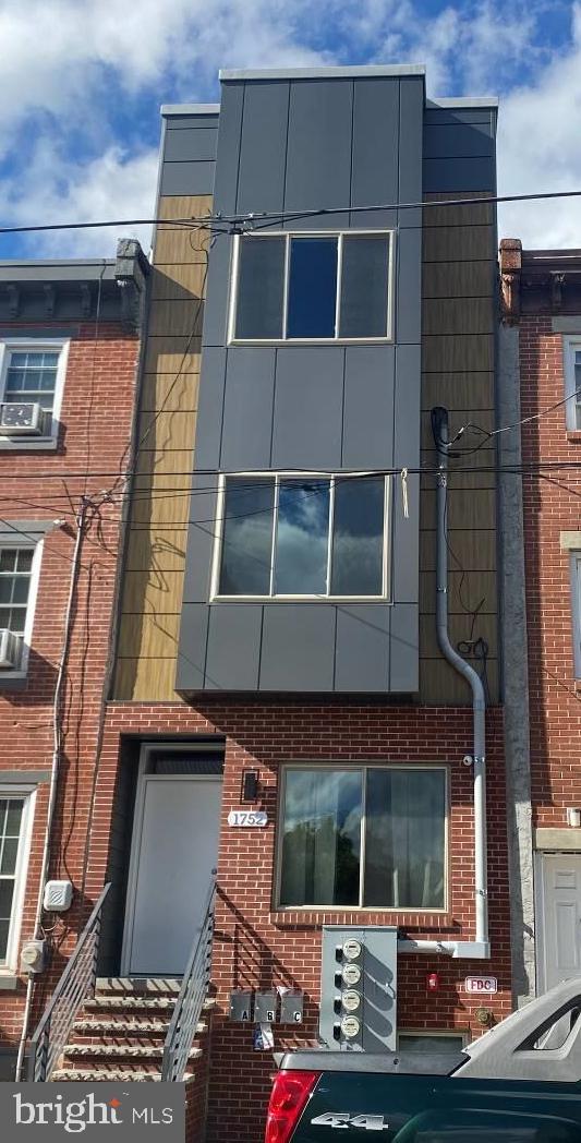 a view of a building with a window