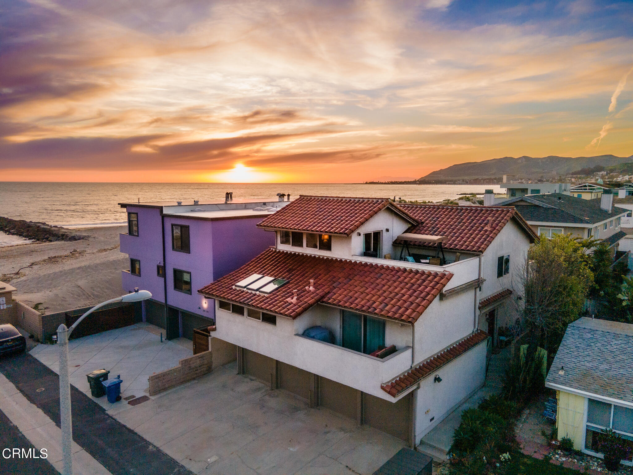 an aerial view of a house with a terrace view