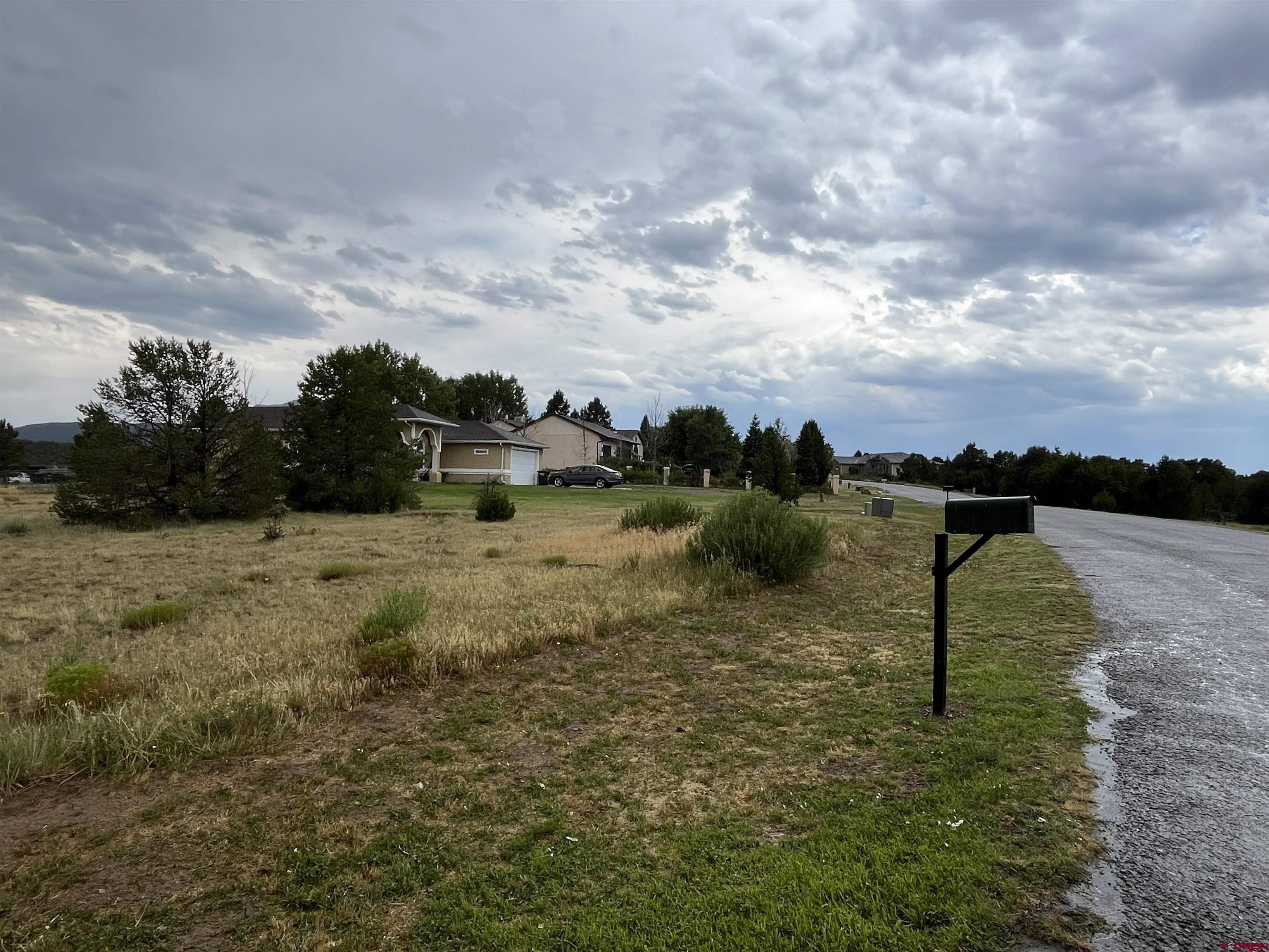 a view of a lake with a yard