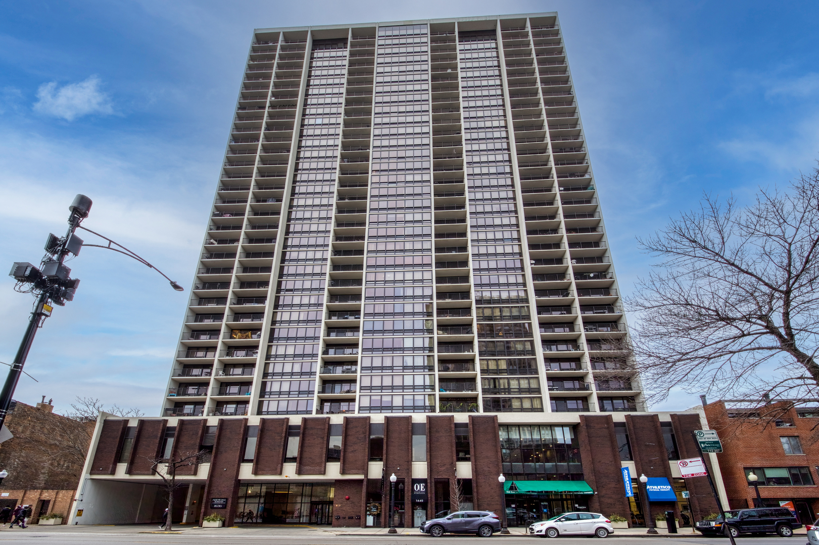 a front view of a building