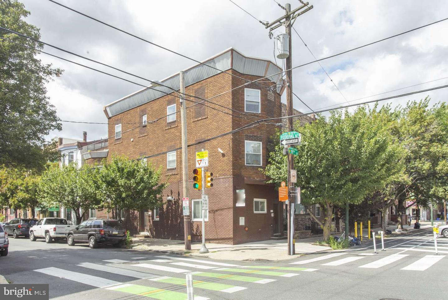 a view of a building and a street