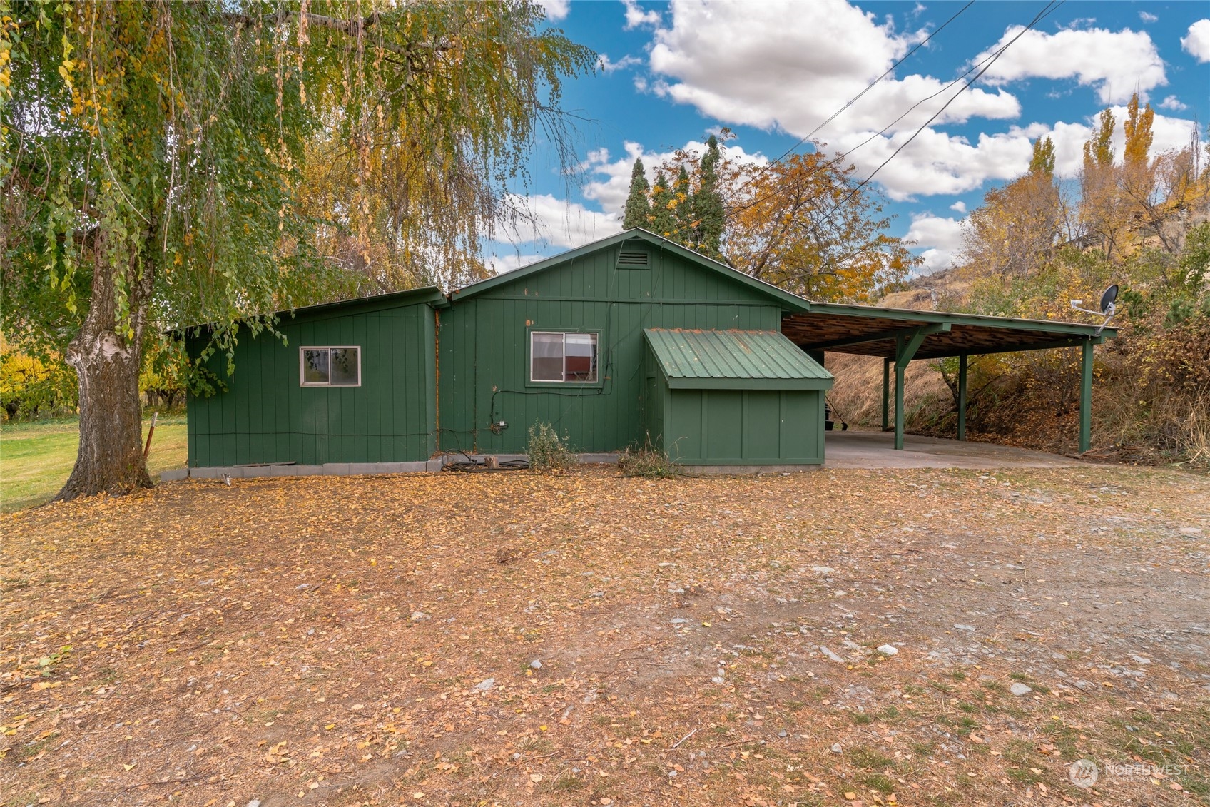 a house with trees in the background