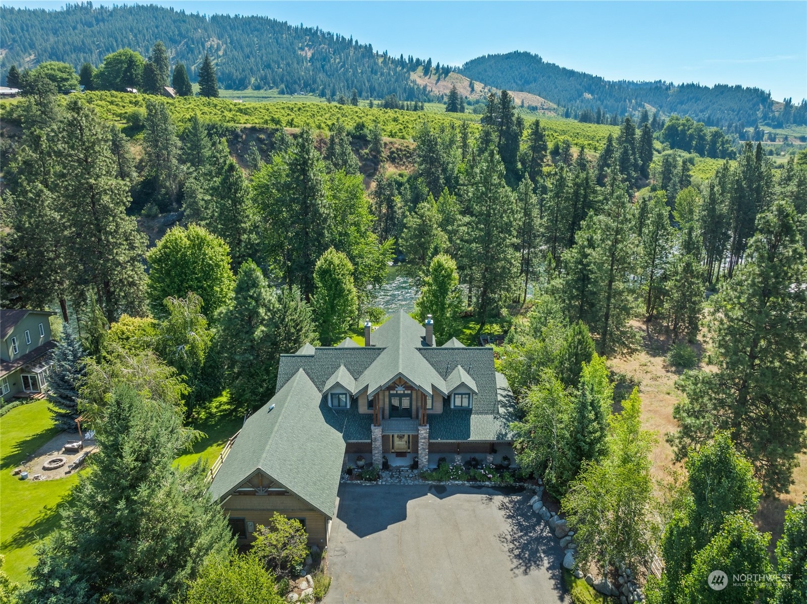 an aerial view of a house